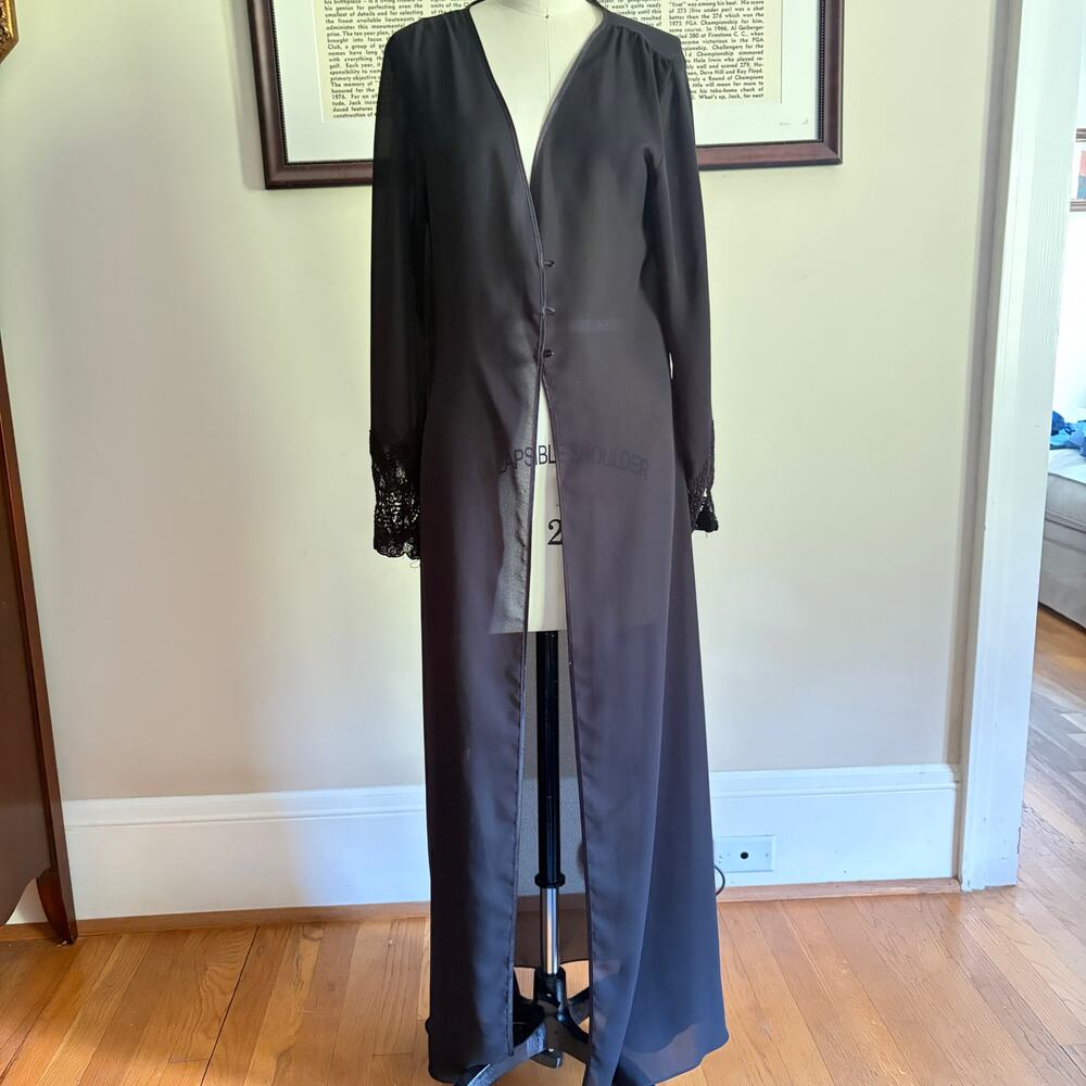 Victoria's Secret Gold Label Vintage Black Sheer Duster Robe Size Small - Picture 2 of 6